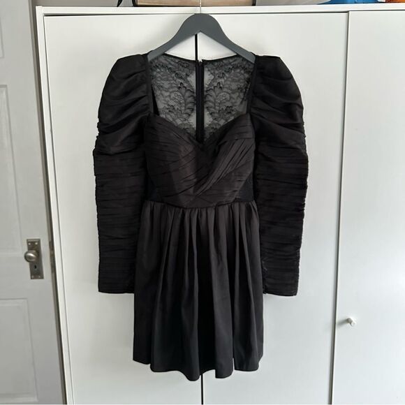 Self Portrait Black Taffeta Mini Dress - Picture 3 of 10